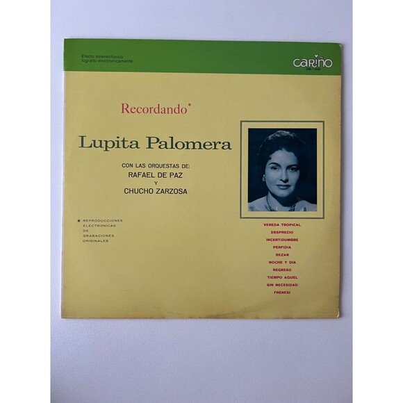 Lupita Palomera Recordando LP Rafael De Paz y Chucho Zarzosa Carino Records VG+
